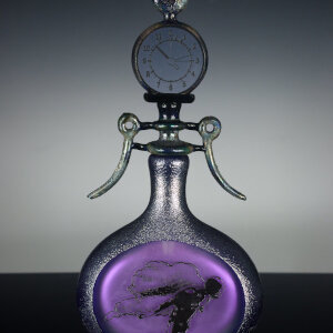 Coldworked Blown Glass, Enamel</br>Torchworked Stopper</br>6 x 2 x 14&rdquo;</br>2022