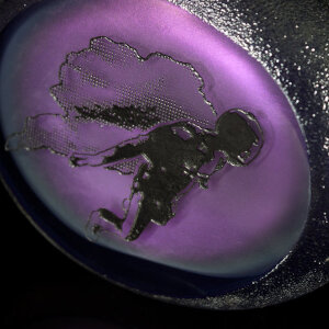 Coldworked Blown Glass, Enamel</br>Torchworked Stopper</br>6 x 2 x 14&rdquo;</br>2022