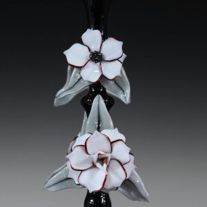 Torchworked Glass Stopper</br>Furnace Blown Bottle</br>4 x 4 x 12&rdquo;</br>2021