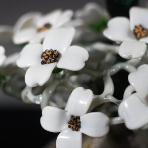 Torchworked Glass Stopper</br>Furnace Blown Bottle</br>8 x 8 x 10&rdquo;</br>2021