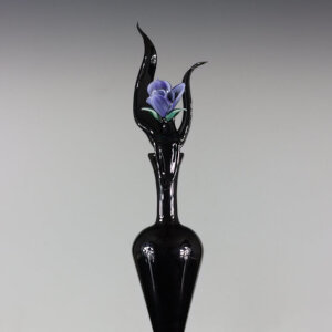 Torchworked Glass Stopper</br>Furnace Blown Bottle</br>3 x 3 x 15&rdquo;</br>2022