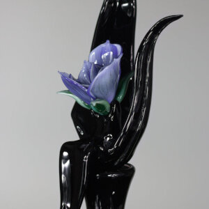 Torchworked Glass Stopper</br>Furnace Blown Bottle</br>3 x 3 x 15&rdquo;</br>2022